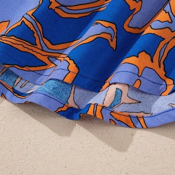 Multicolor Casual Women's Floral Print Batwing Sleeve Buttoned Loose Fit Shirt - Picture 9 of 10